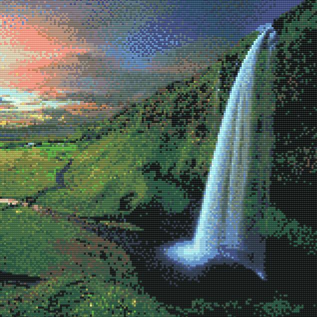 Woodland Waterfall - Full Square - Diamond Painting (70*50cm)