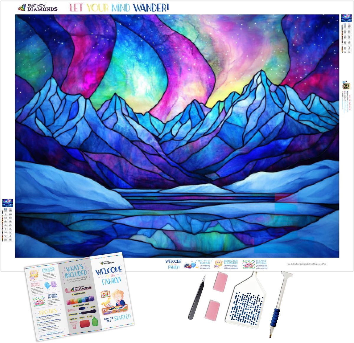 Aurora Borealis Over Snowy Mountains Stained Glass Official