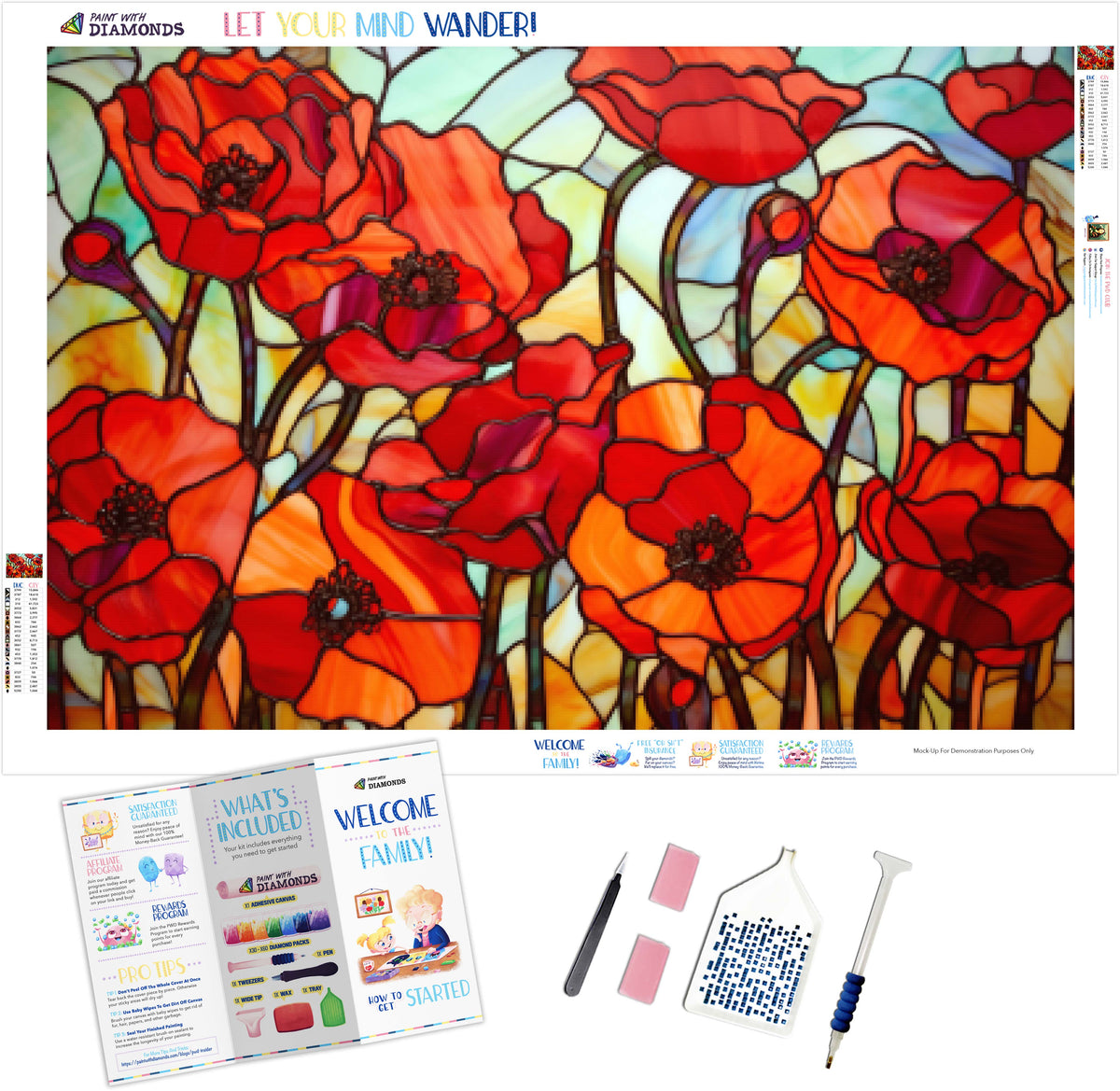 QQYRHN Poppy Diamond Painting Kits voor volwassen beginners, 5D QQYRHN Poppy Diamond Painting Kits voor volwassen beginners, 5D