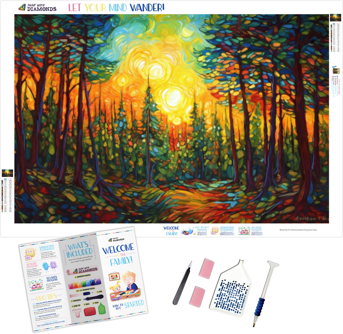 Breathtaking Forest Landscape Northern Lights Diamond Painting Kit