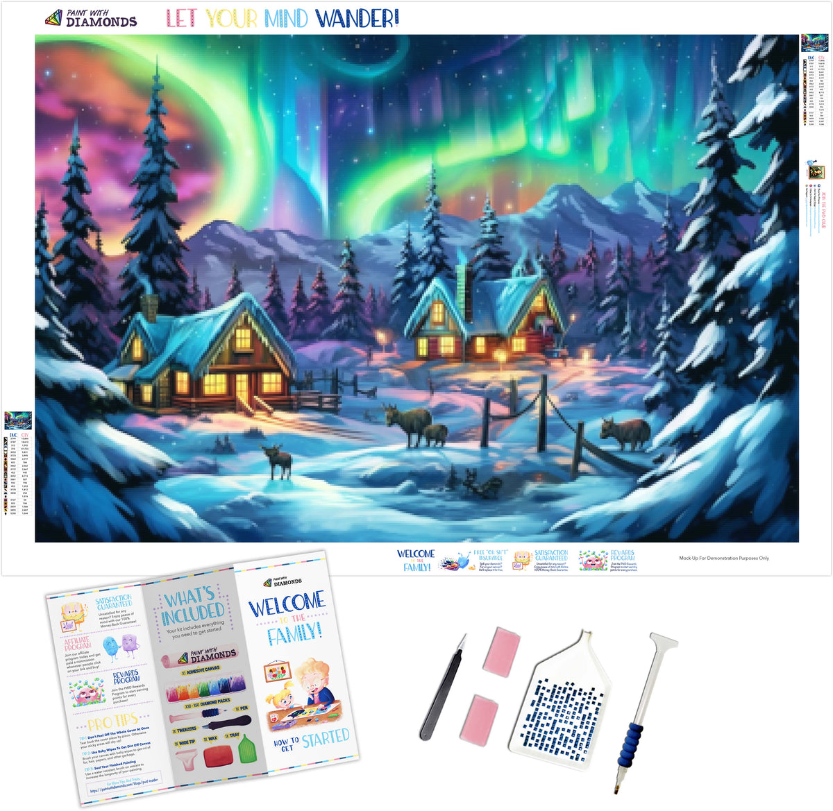 Bright Holiday Northern Lights Diamond Painting Kit Paint With Paint