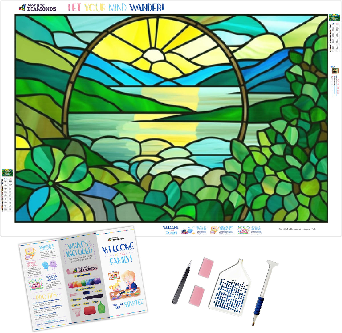 Bright Sun Blue Water Stained Glass Official Diamond Painting Kit