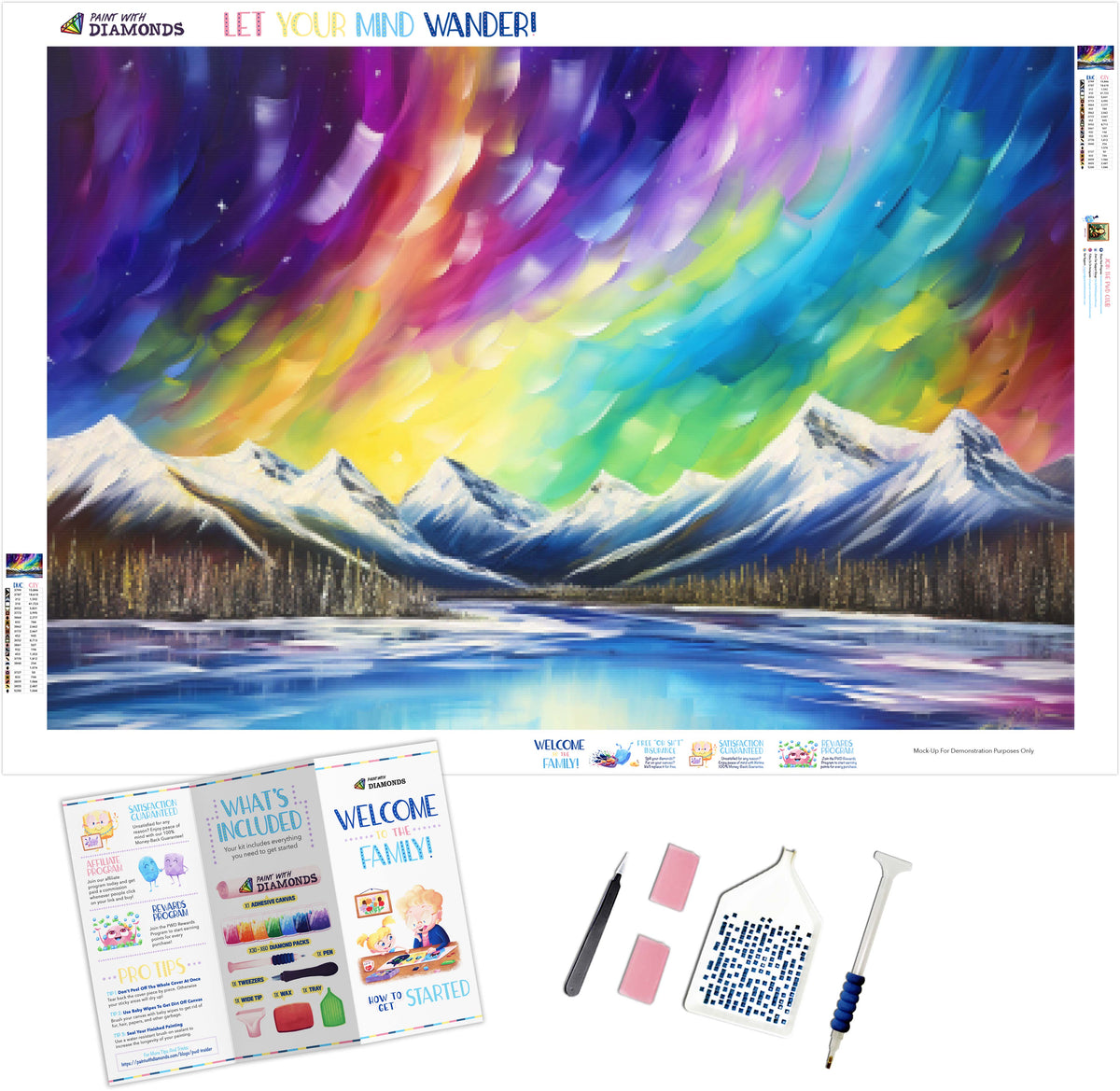 Brilliant Rainbow Northern Lights Diamond Painting Kit Paint With