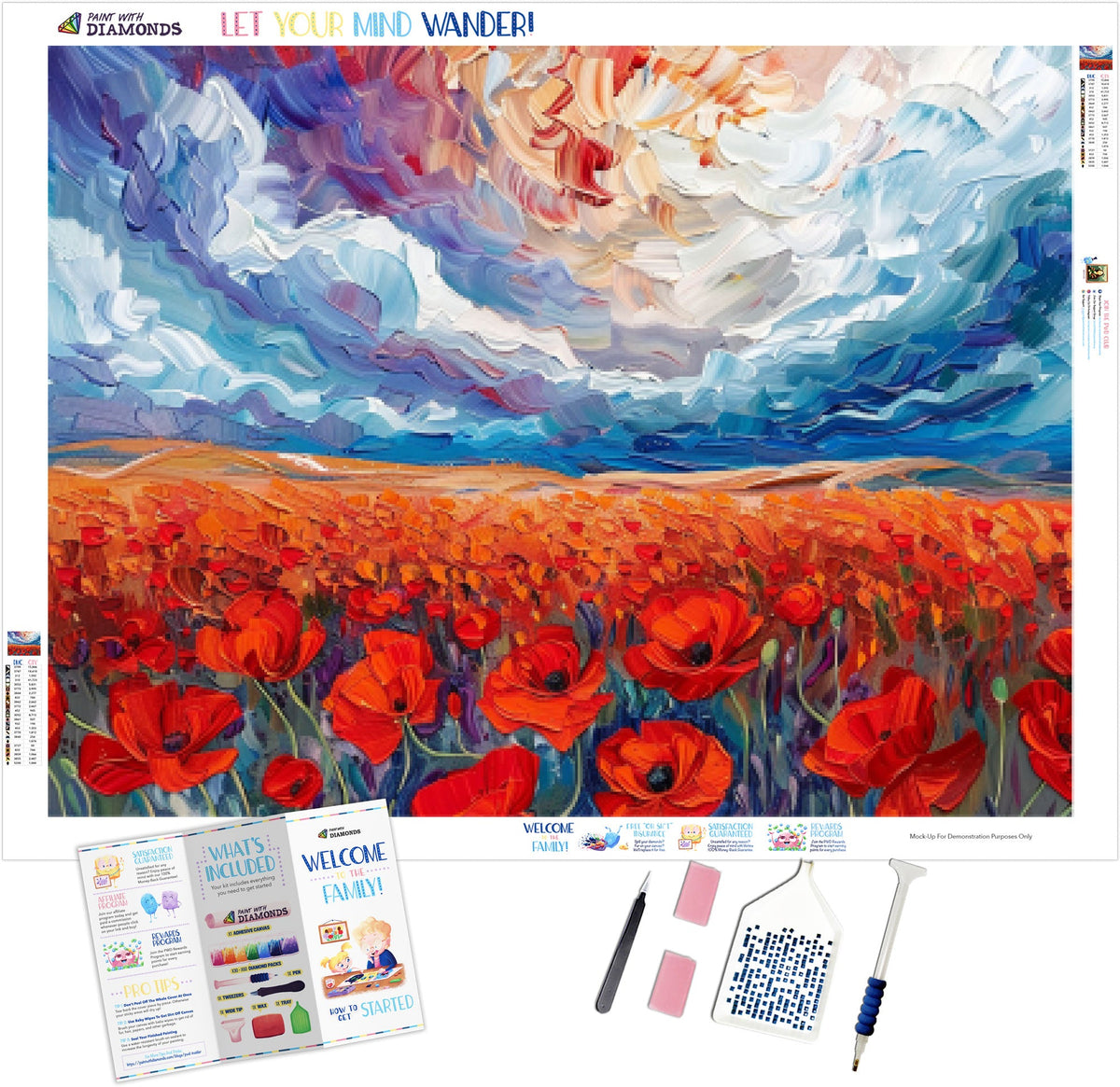 Expanse Of Red Poppy Fields Official Diamond Painting Kit | Diamond Art ...