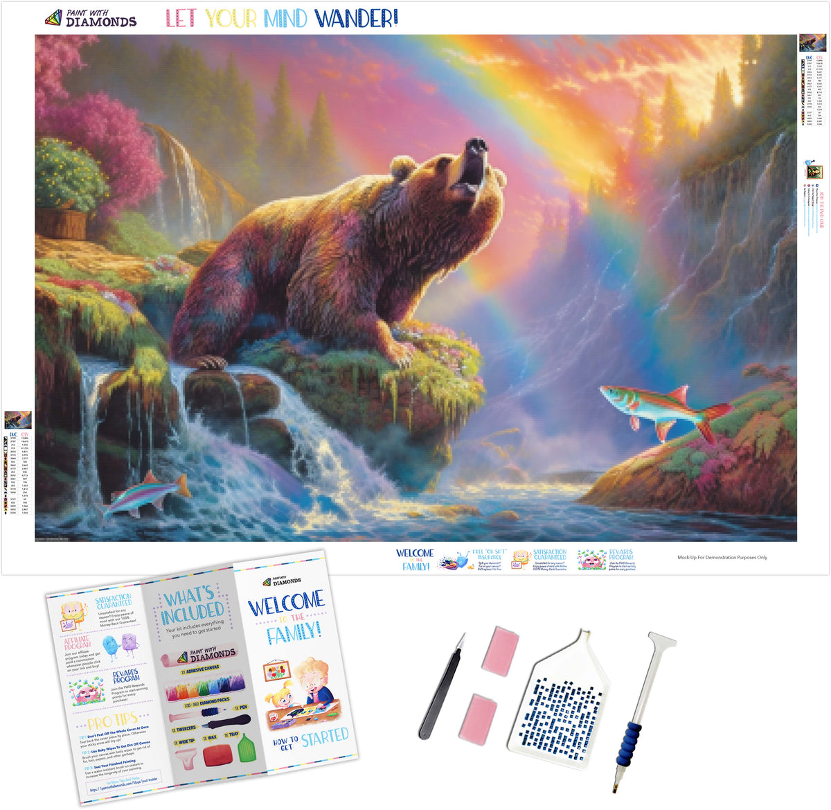 Grizzly Fishing Official Diamond Painting Kit, Diamond Art