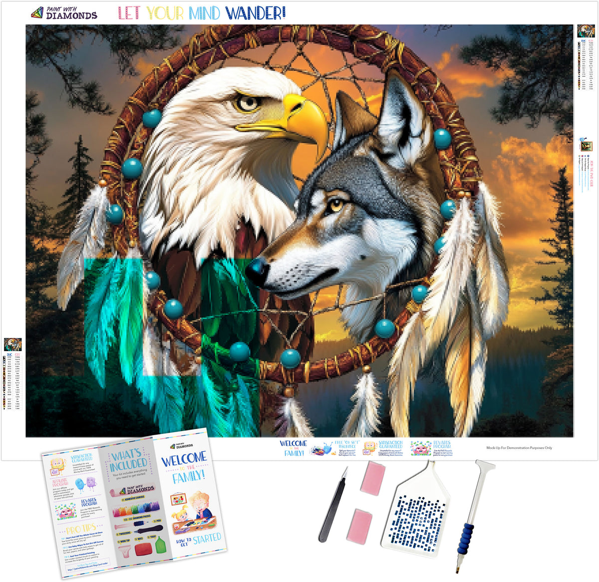 Guardian of the Skies Bald Eagle and Wolf Dreamcatcher