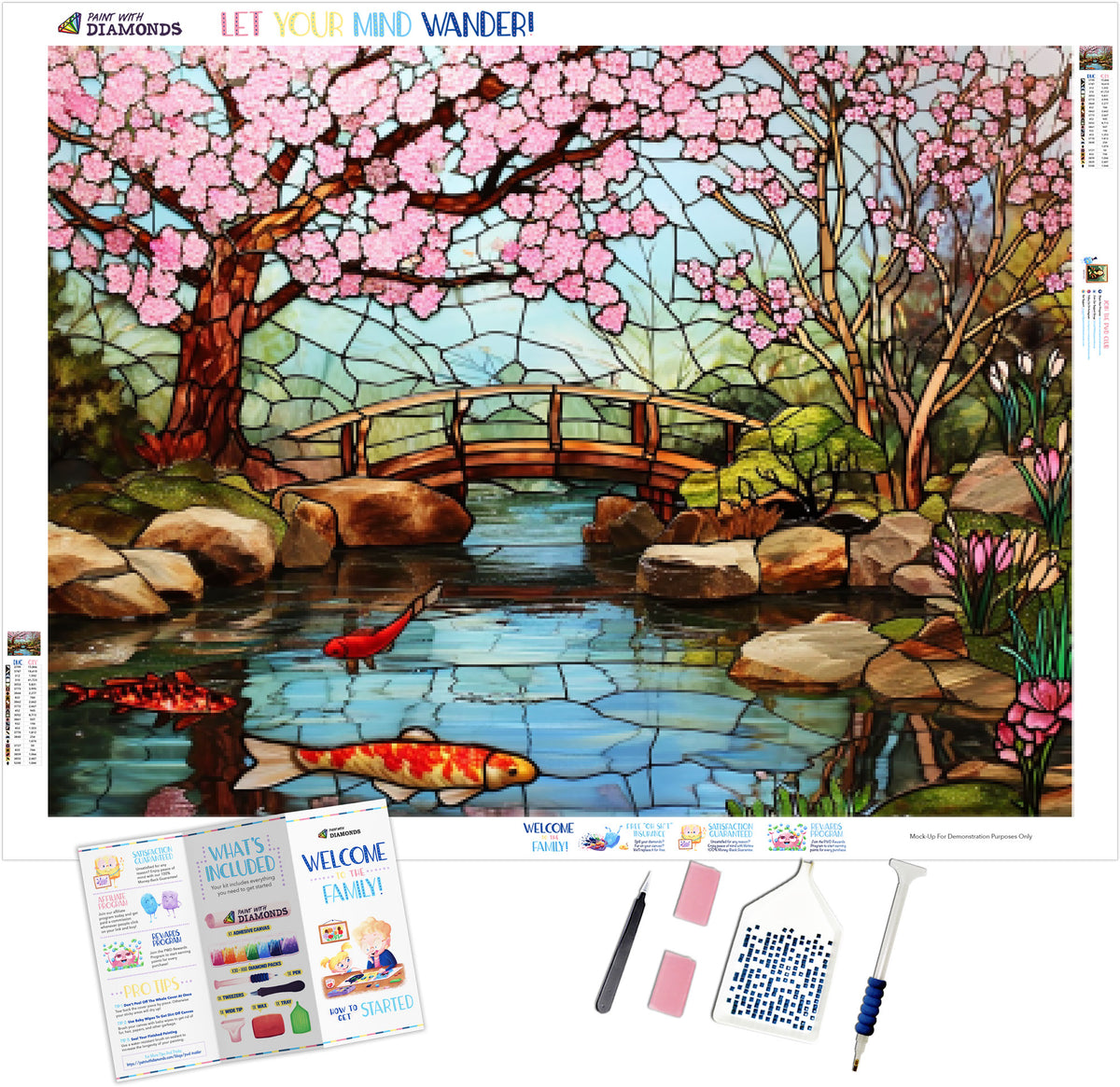 Japanese Cherry Blossom Garden in Stained Glass Official Diamond