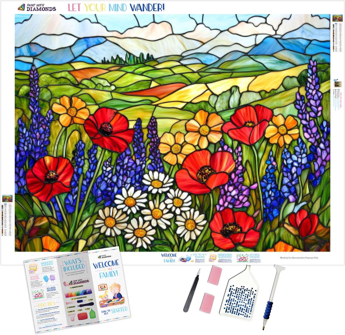 Poppies Daisies Bluebells & Lavender Official Diamond Painting Kit ...