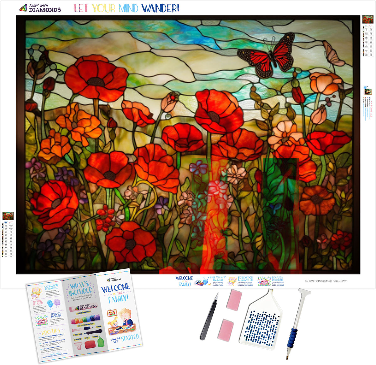 Red Poppies with Butterflies Official Diamond Painting Kit | Diamond ...