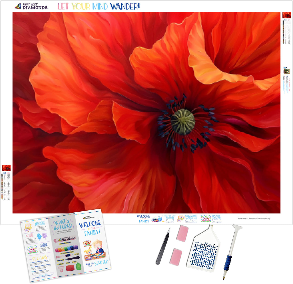 Red Poppy Macro Official Diamond Painting Kit | Diamond Art | Paint ...