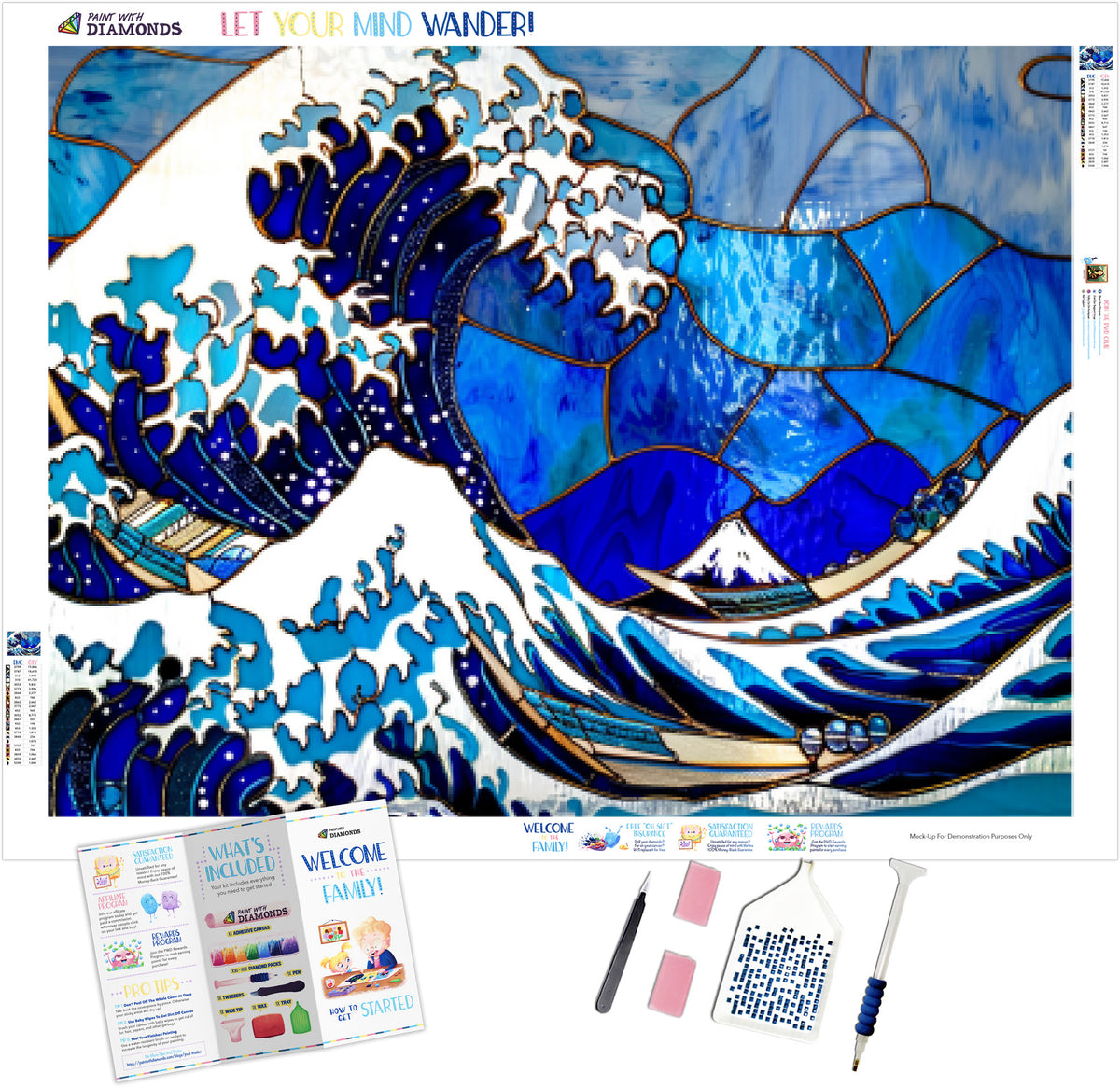 The Great Wave off Kanagawa Blue Stained Glass Official Diamond