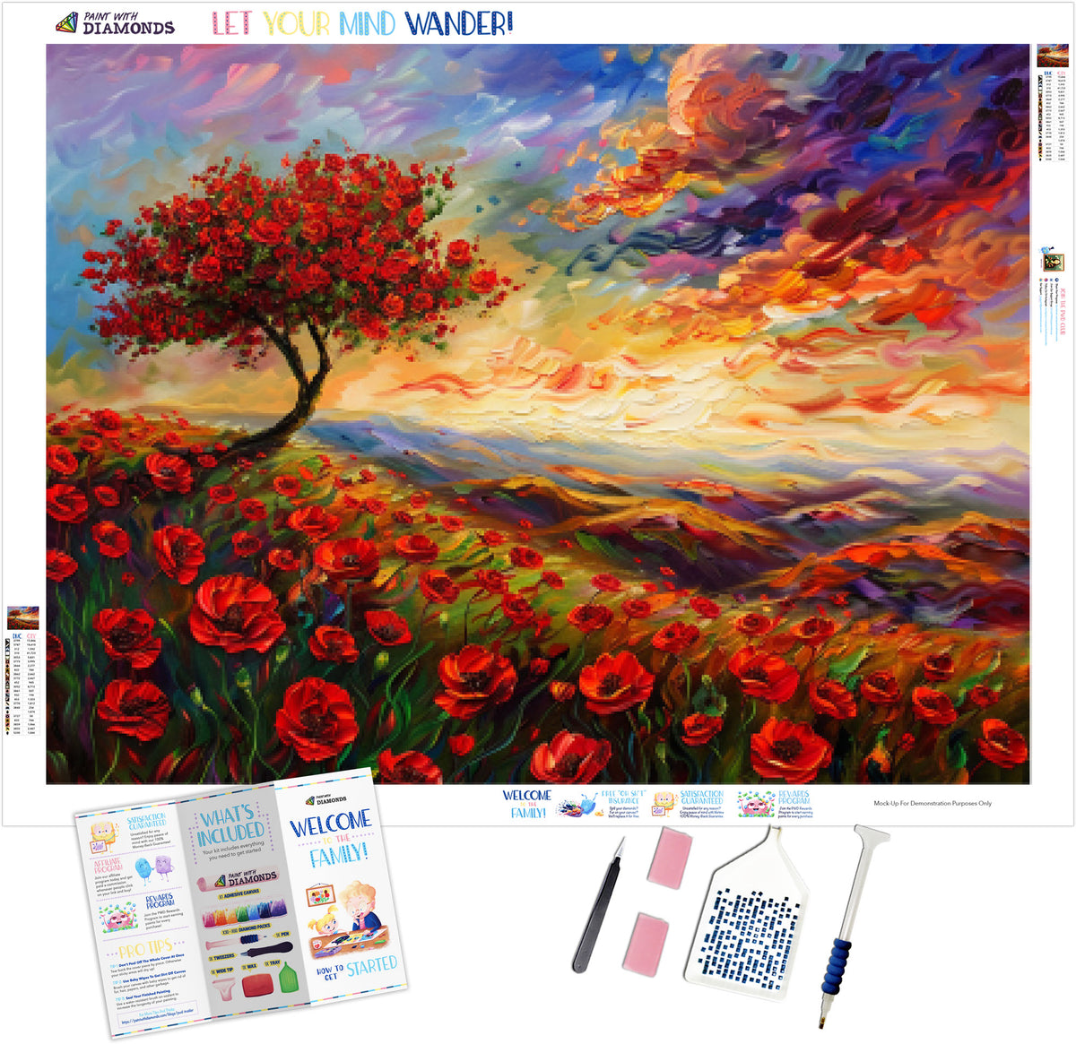 Vibrant Poppy Fields Official Diamond Painting Kit | Diamond Art ...