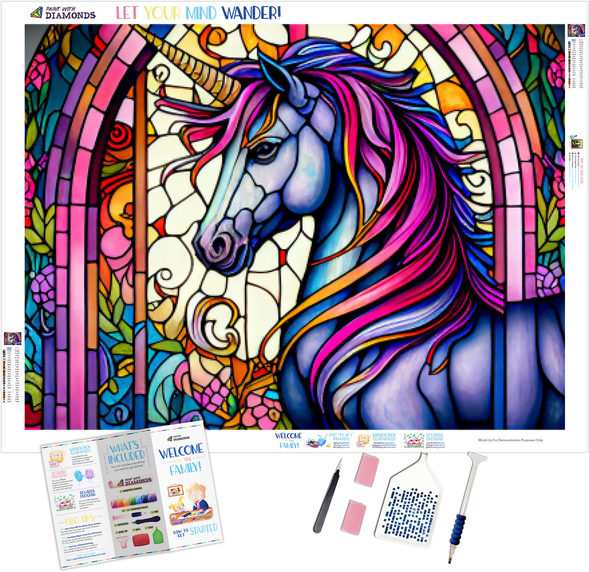 Colorful Castle Stained Glass Official Diamond Painting Kit, Diamond Art
