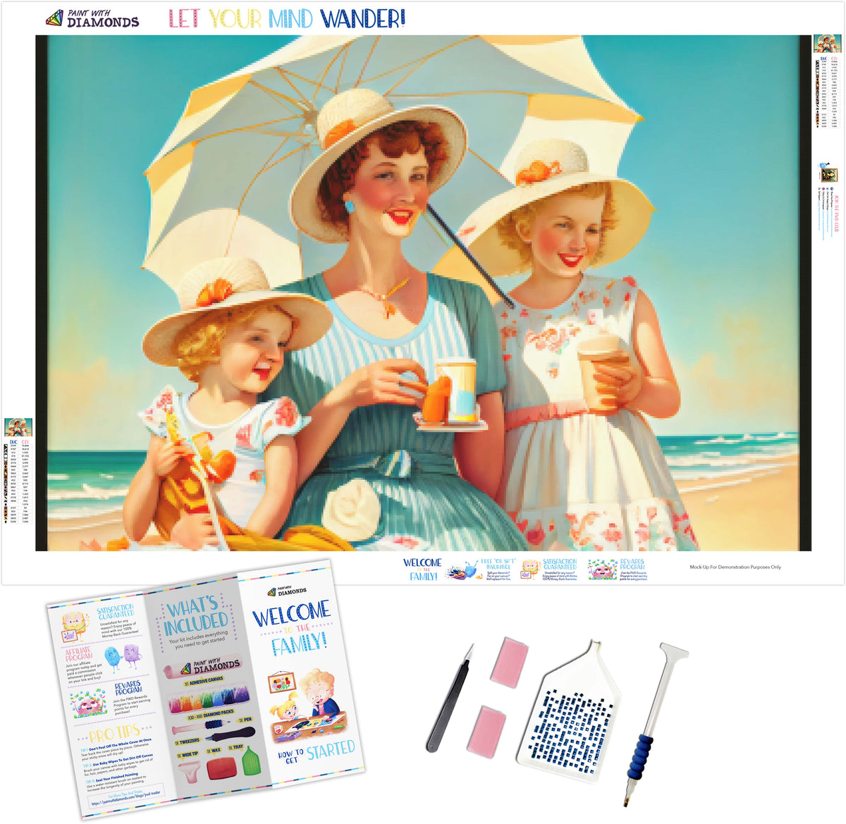 Day At The Beach Official Diamond Painting Kit | Diamond Art | Paint ...