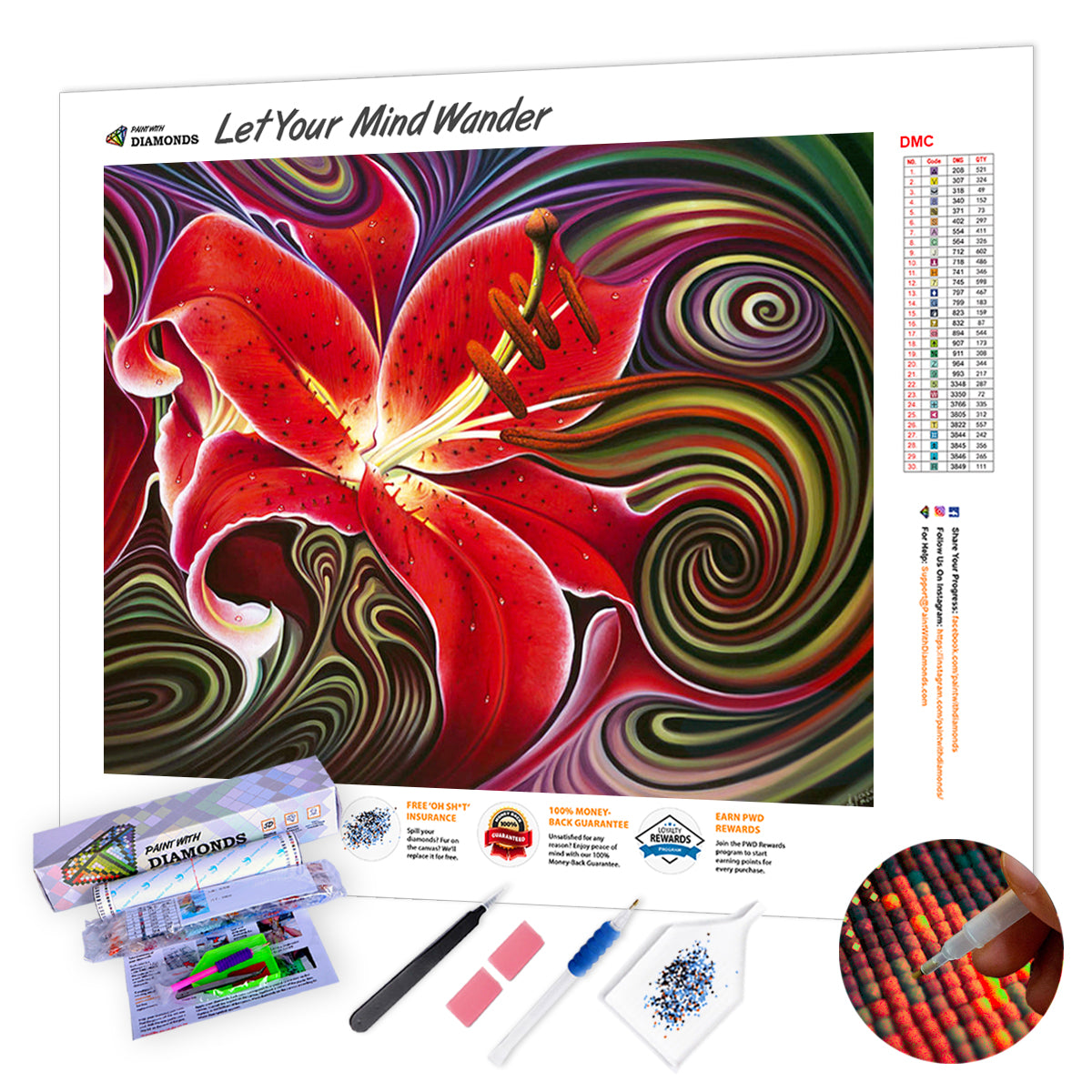 Dynamic Reds Diamond Painting Kit (Full Drill) – Paint With Diamonds