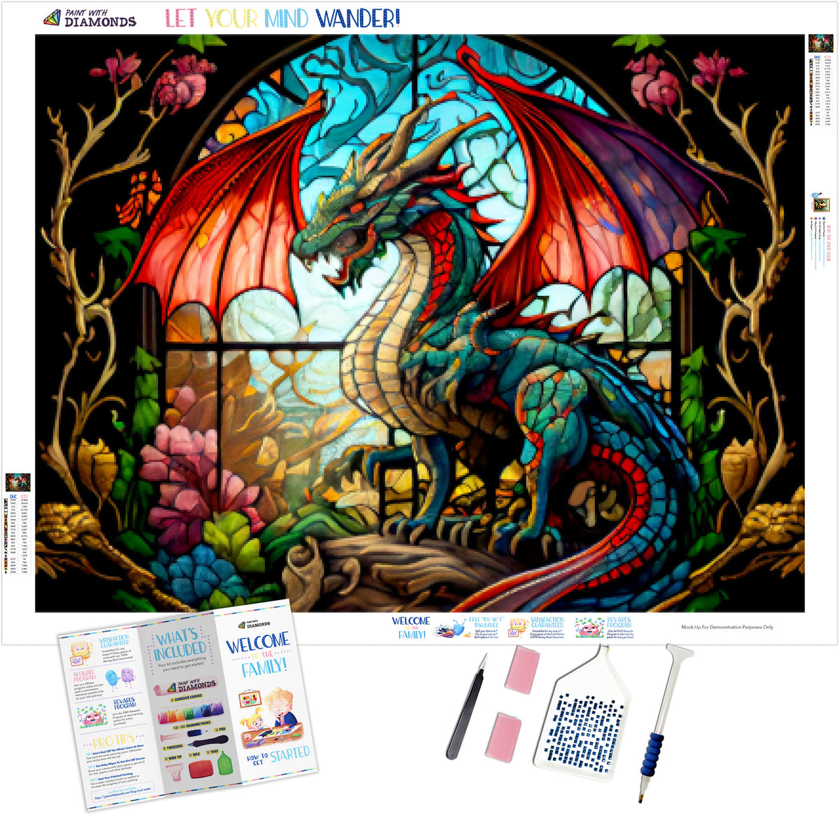 4 Pack 5D Diamond Painting Ferocious Dragon Paint with Diamonds