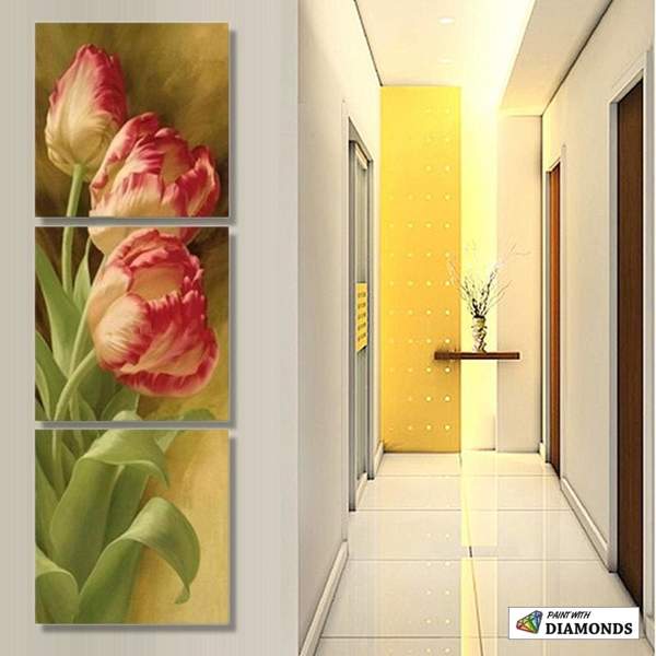 "Gorgeous Flower - 3 Panels" Diamond Painting Kit (Full Drill) – Paint ...