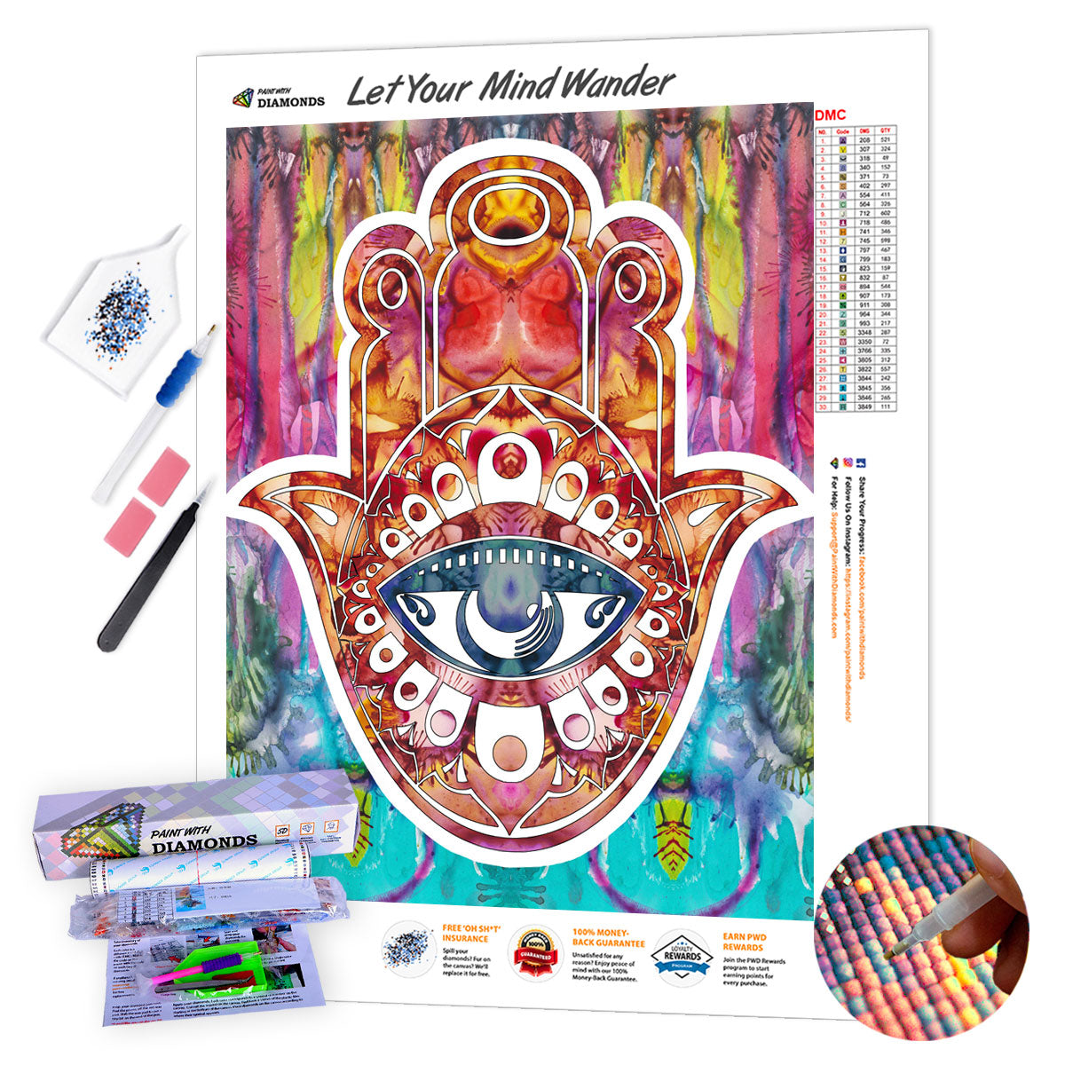 5D Diamond Painting Dot Hamsa Kit