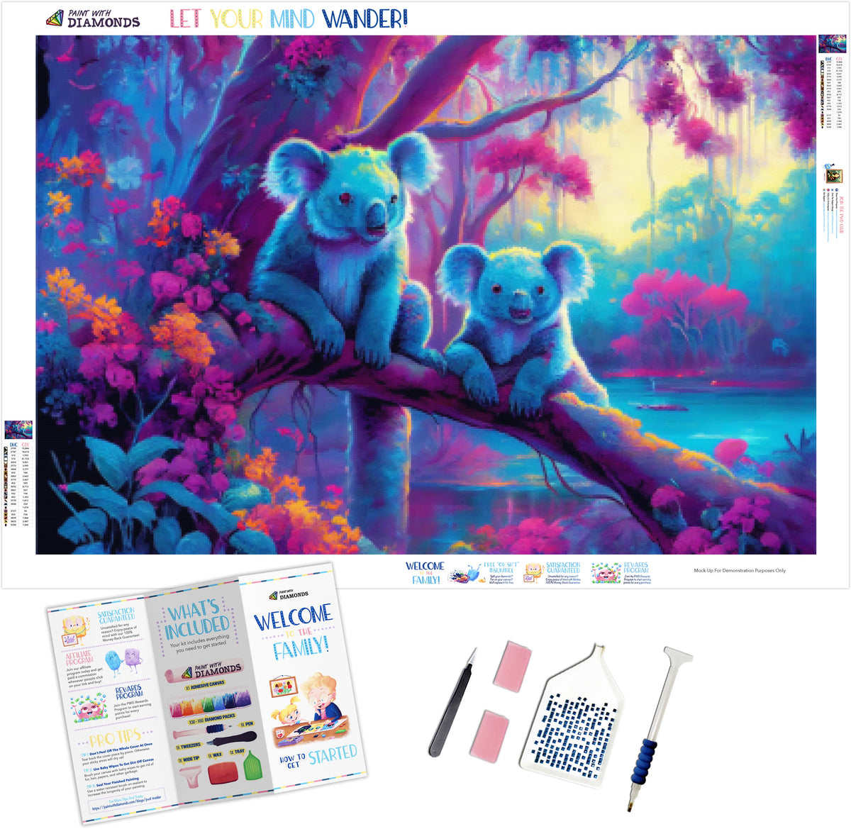 Koalas On A Branch Official Diamond Painting Kit Diamond Art Paint