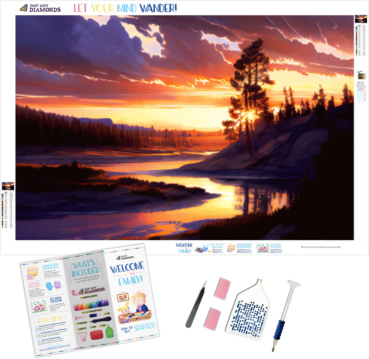 Sunset Over Yellowstone Official Diamond Painting Kit Diamond Art