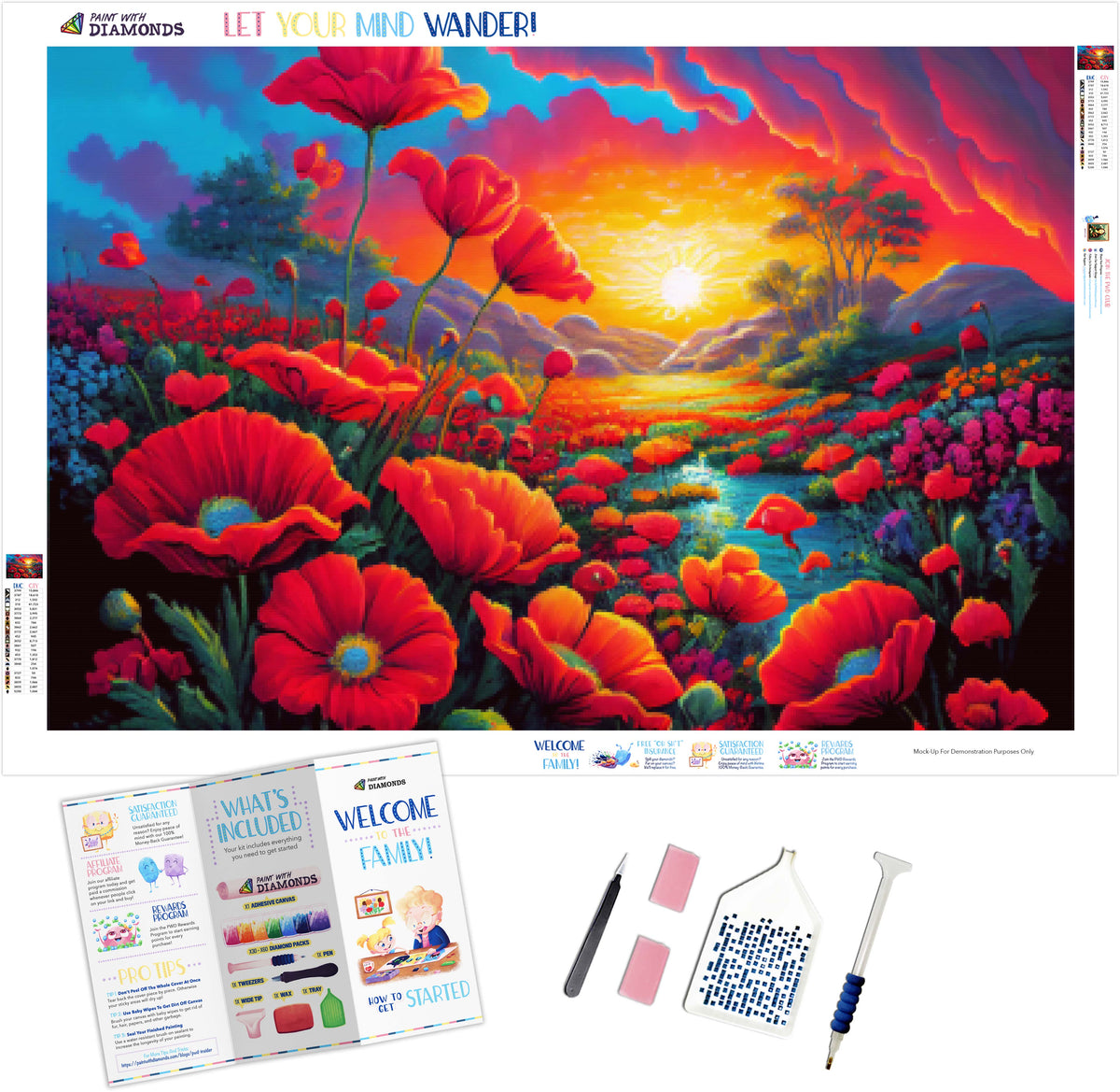 Vibrant Field Of Poppies Official Diamond Painting Kit | Diamond Art ...