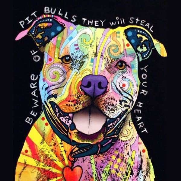 Dog Diamond Painting Kit - Beware Of Pit Bulls- - Paint With Diamonds