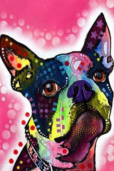 Dog Diamond Painting Kit - Boston Terrier- - Paint With Diamonds