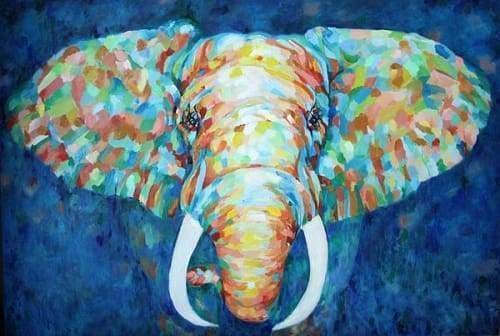 Safari Diamond Painting Kit - Colorful Elephant-Square 20x30cm- - Paint With Diamonds