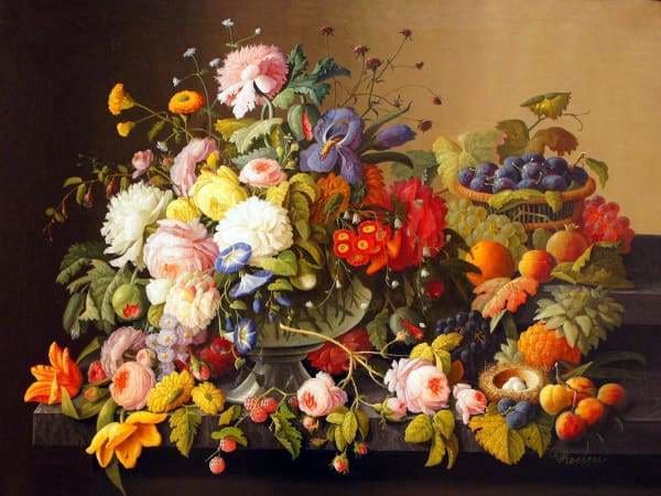 Nature Diamond Painting Kit - Still Life Flowers And Fruit-Square 15x20cm- - Paint With Diamonds