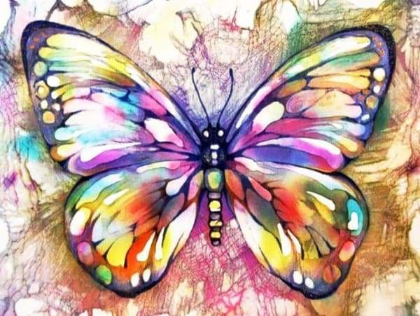 Butterfly Diamond Painting Kit - Watercolor Rainbow Butterfly- - Paint With Diamonds