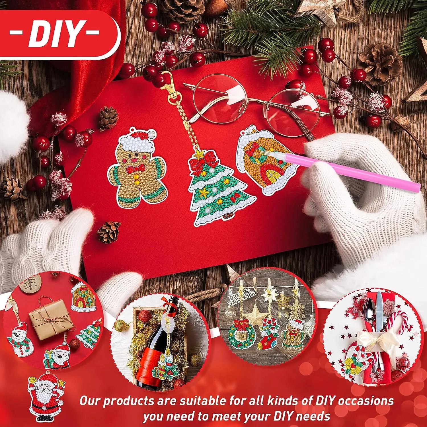 Christmas Tree Diamond Painting Kit - DIY Acrylic Hanging Ornament For Home Decor