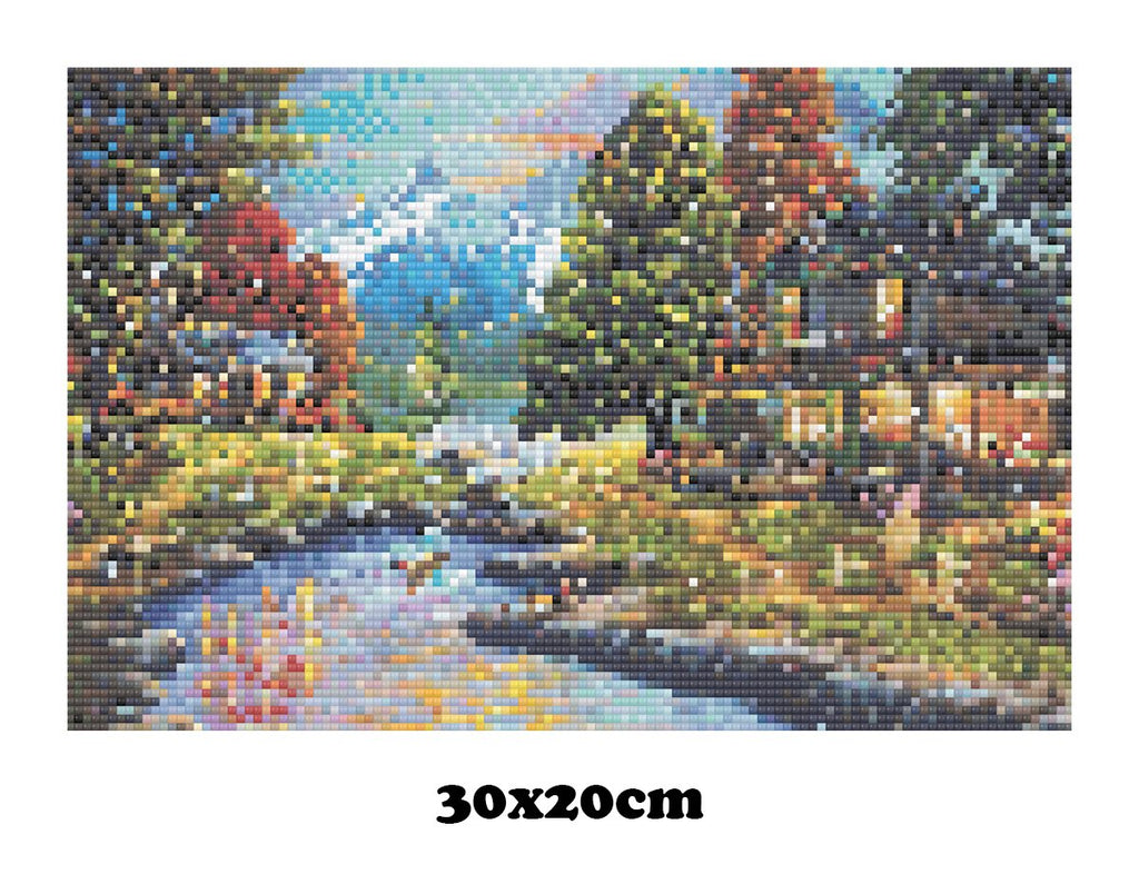 Puzzle Diamond Painting Mountain valley 30x40cm, 1 - 39 pieces
