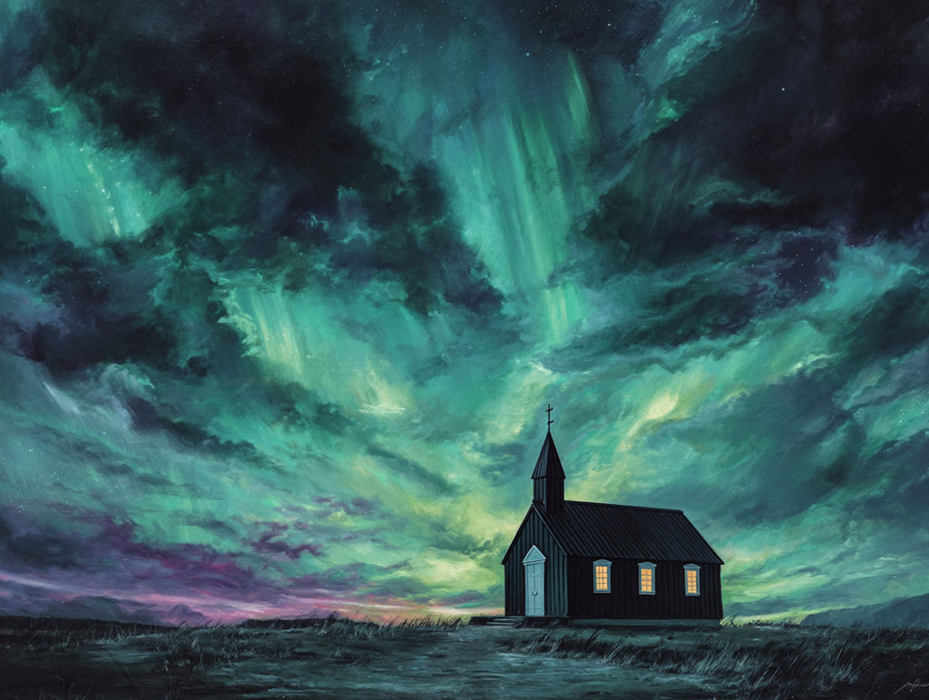 Aurora Over Icelandic Church - Main Image