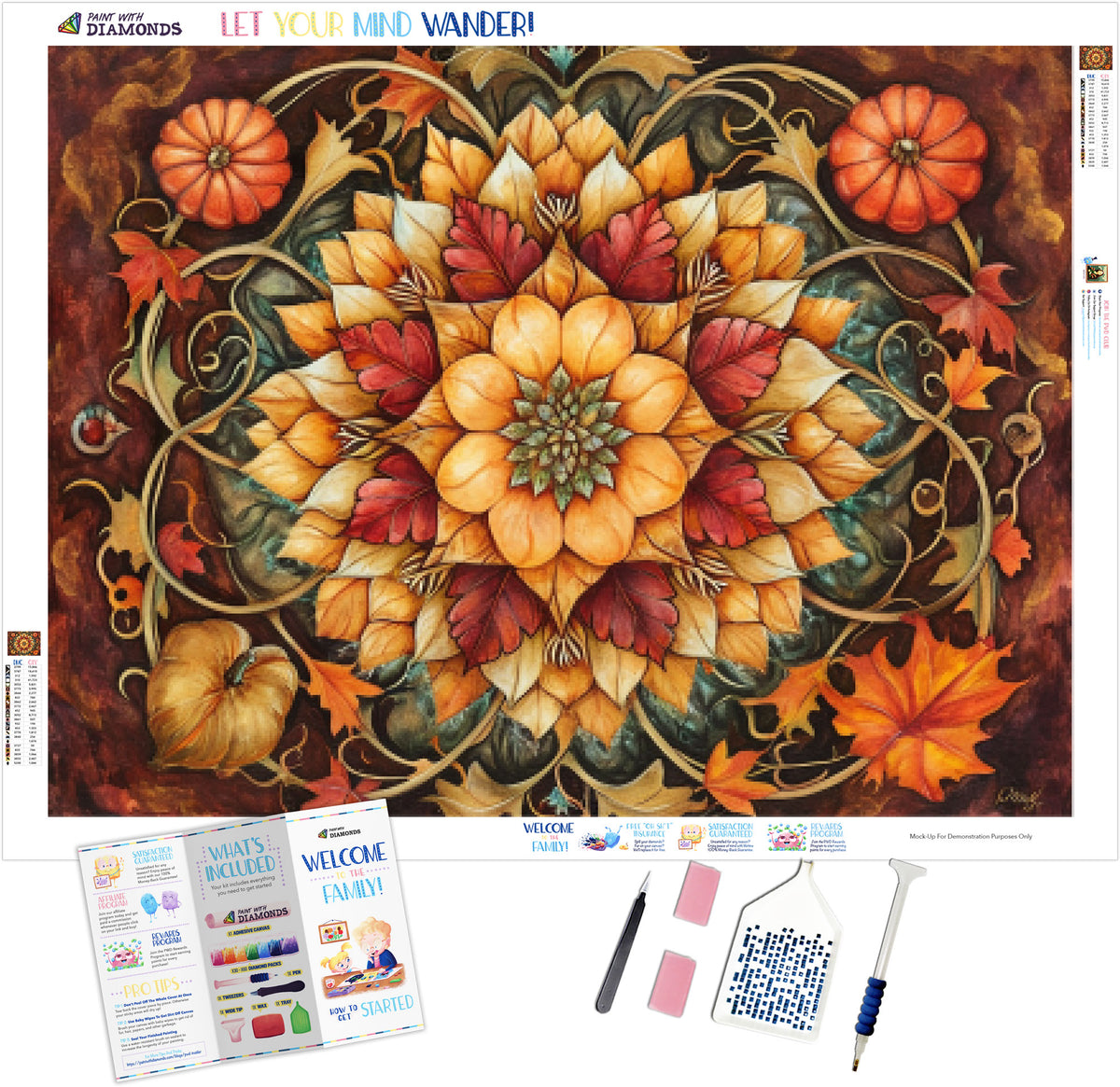 Diamond Pattern Fall Display Autumn Harvest Mandala Official Diamond Painting Kit | Diamond Art ...