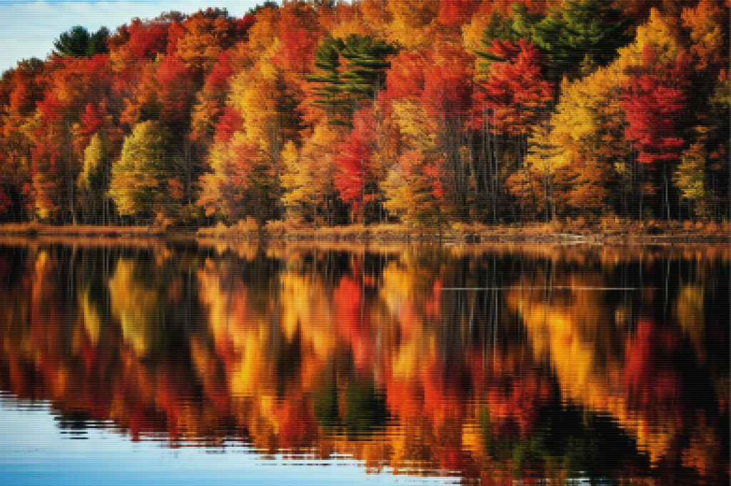 Autumn Reflections Tranquil Lake Diamond Painting Kit Paint With ...