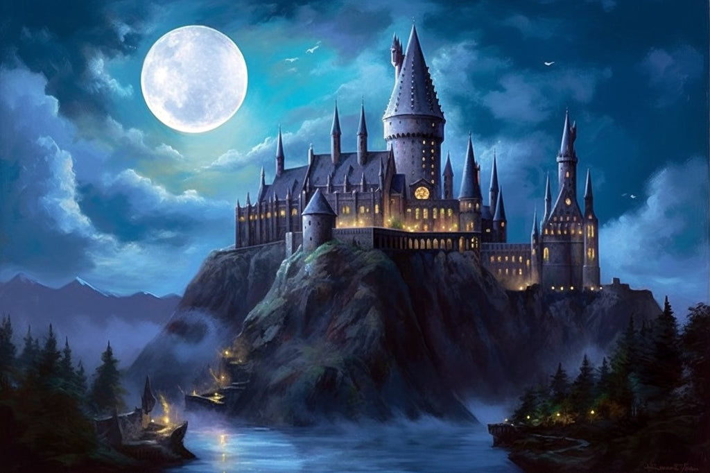 Harry Potter Hogwarts Castle And Fullmoon Art Paint By Numbers
