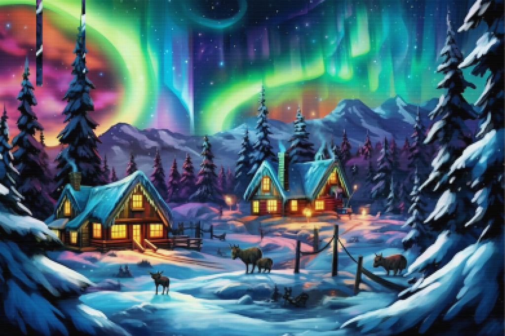 Bright Holiday Northern Lights Diamond Painting Kit Paint With – Paint ...