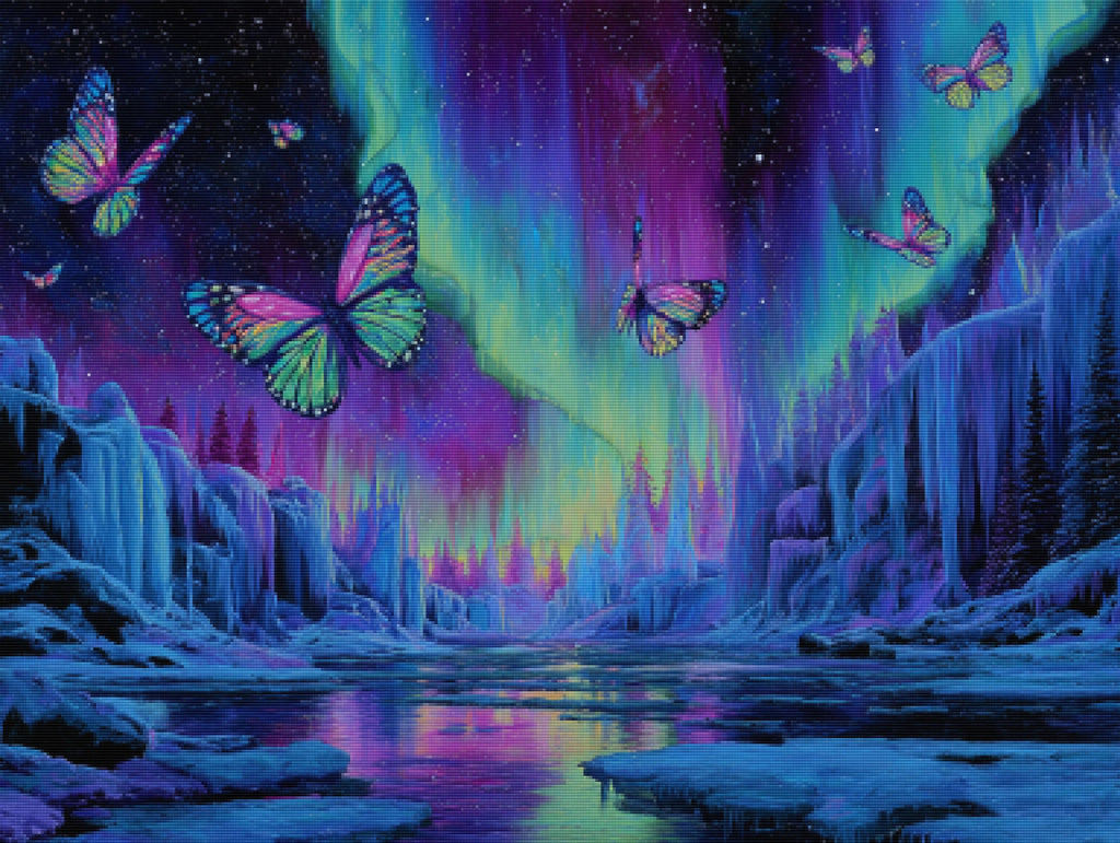 Butterfly Aurora Over Waterfalls - Product Mockup 2