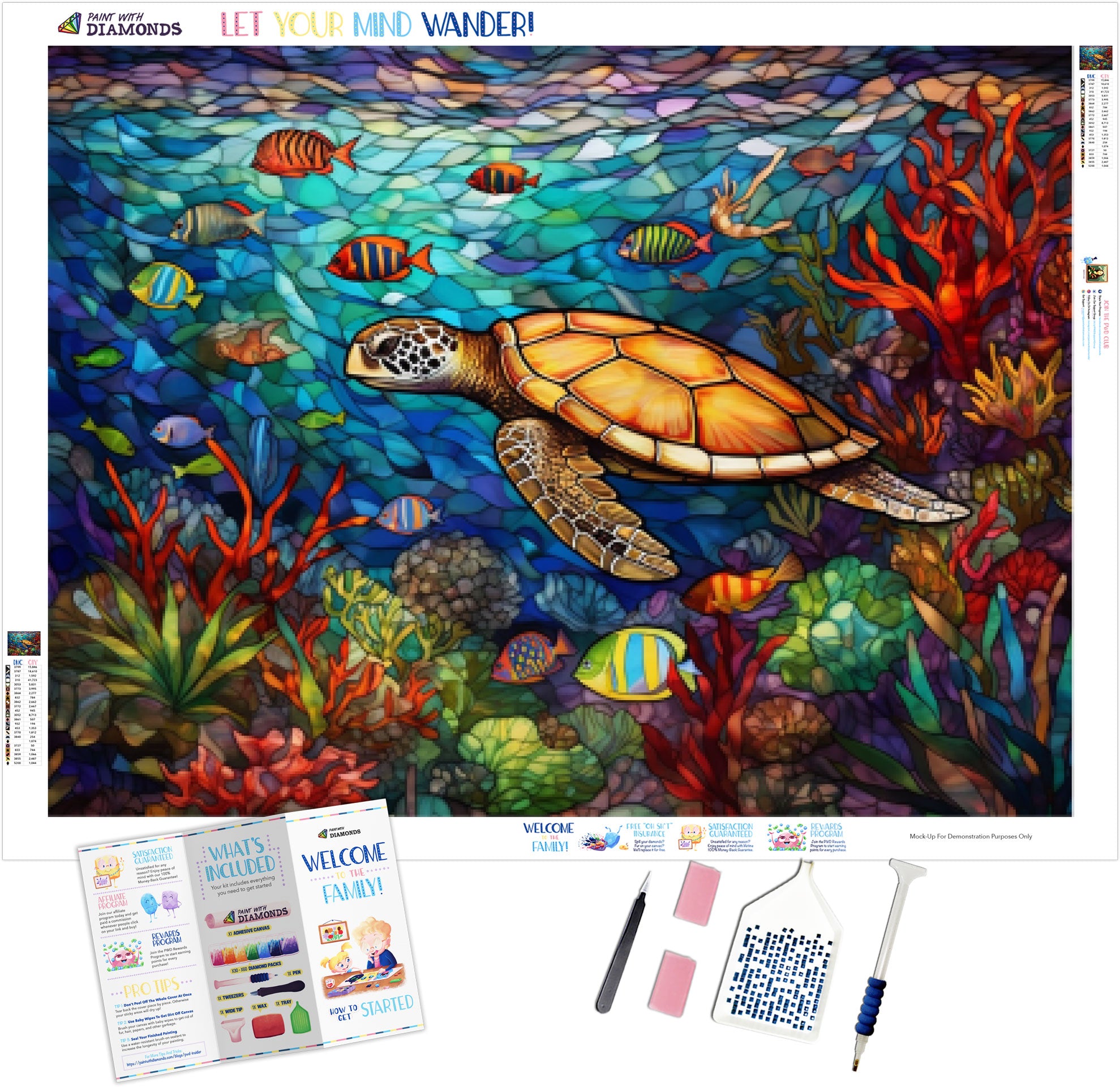 Caribbean Coral Reef Stained Glass Official Diamond Painting Kit