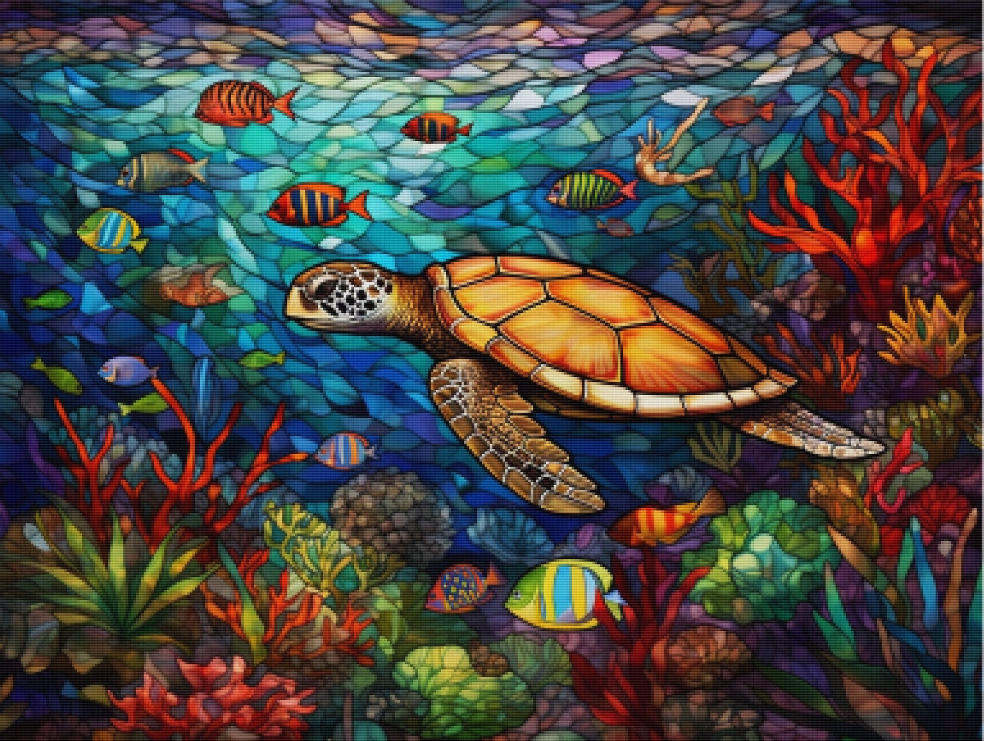 Caribbean Coral Reef Stained Glass Official Diamond Painting Kit