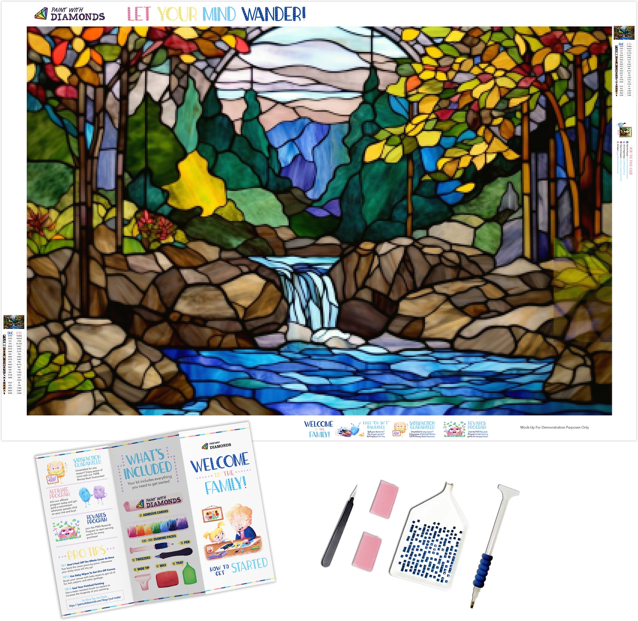 Cascading Waterfall Stained Glass Official Diamond Painting Kit