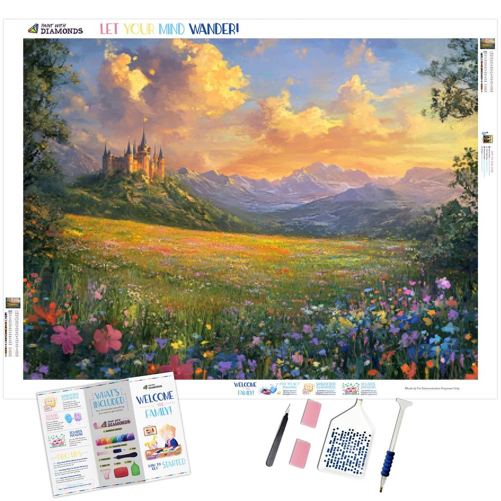 Castle Meadow View Diamond Painting - Full Drill Kit | Paint With Diamonds®