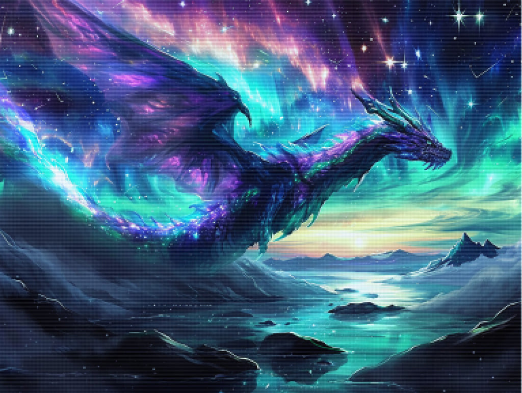 Celestial Dragon in the Aurora Sky Official Diamond Painting Kit ...
