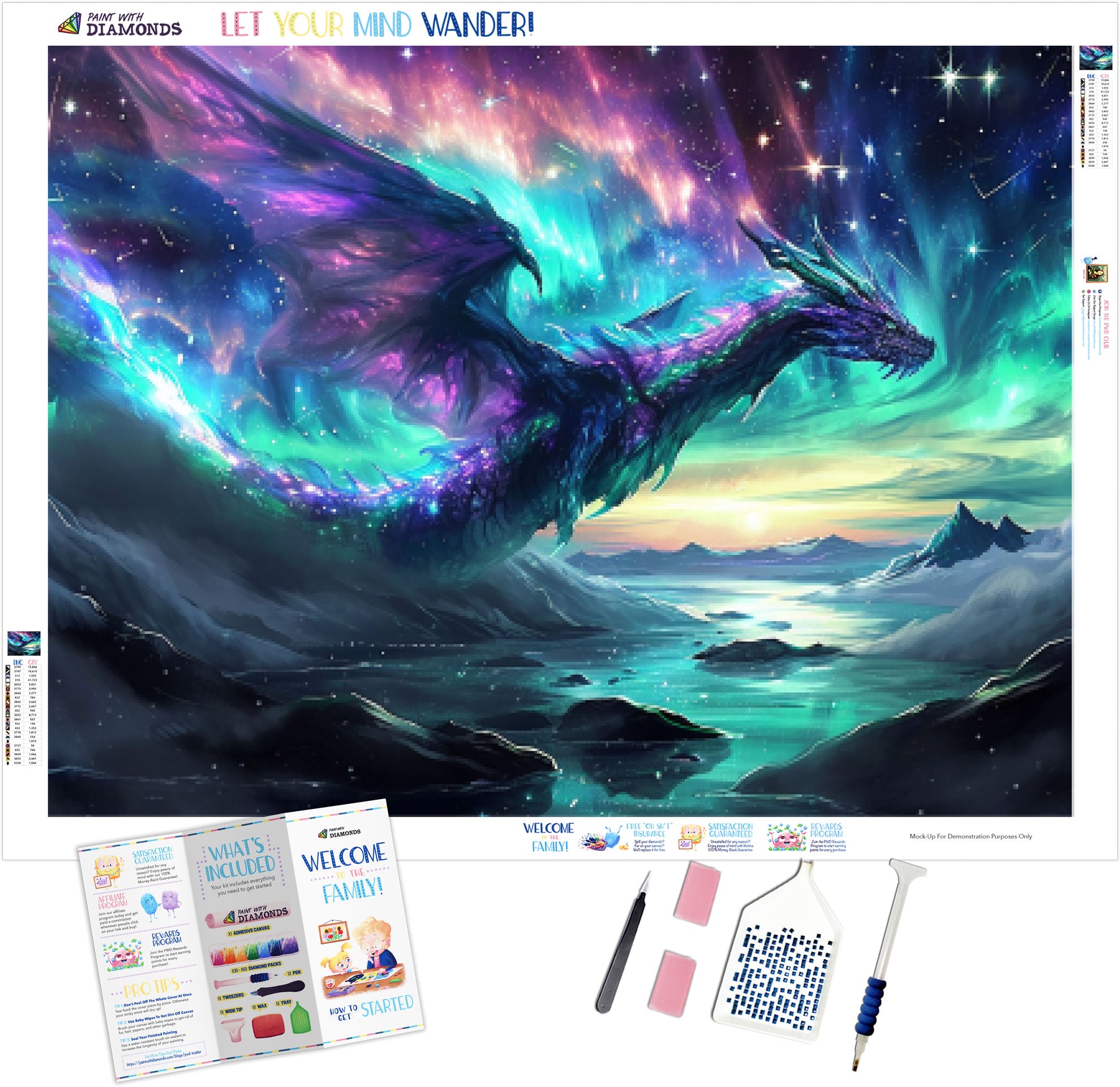 Celestial Dragon in the Aurora Sky Official Diamond Painting Kit