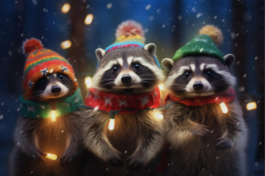 Christmas Raccoons Diamond Painting Kit Paint With Diamonds Official