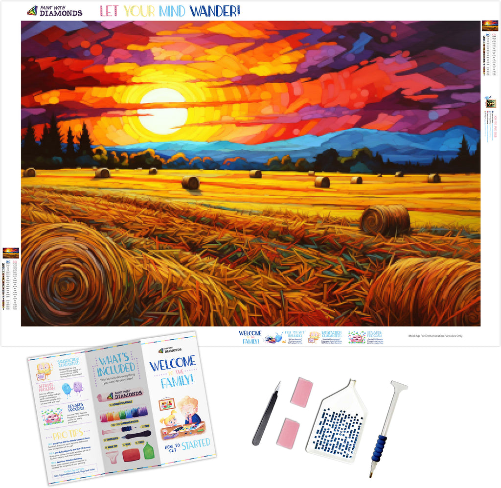 Colorful Skies Haystack Field Diamond Painting Kit Paint With Diamonds