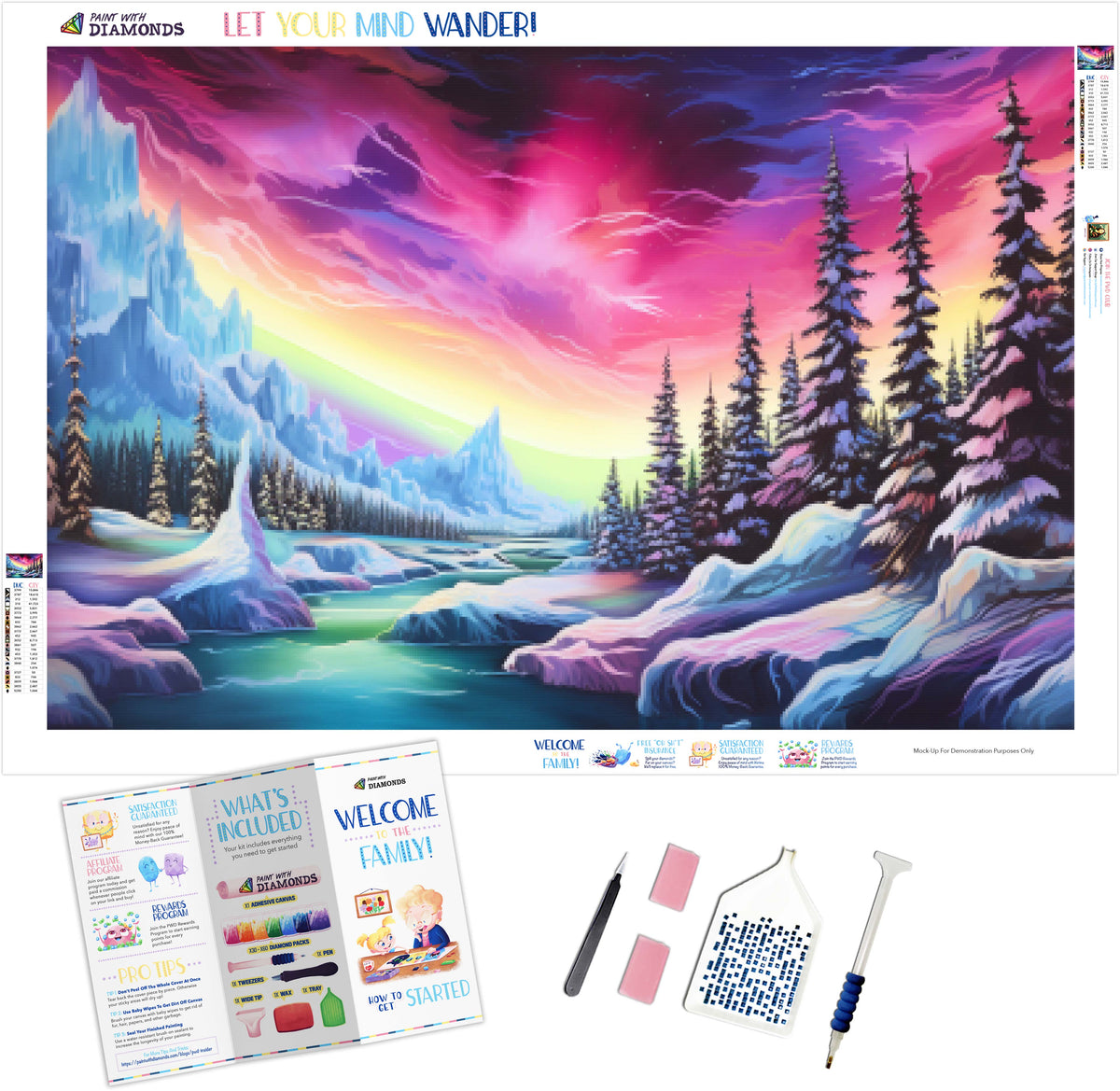Colorful Tapestry Of Northern Lights Diamond Painting Kit Paint With