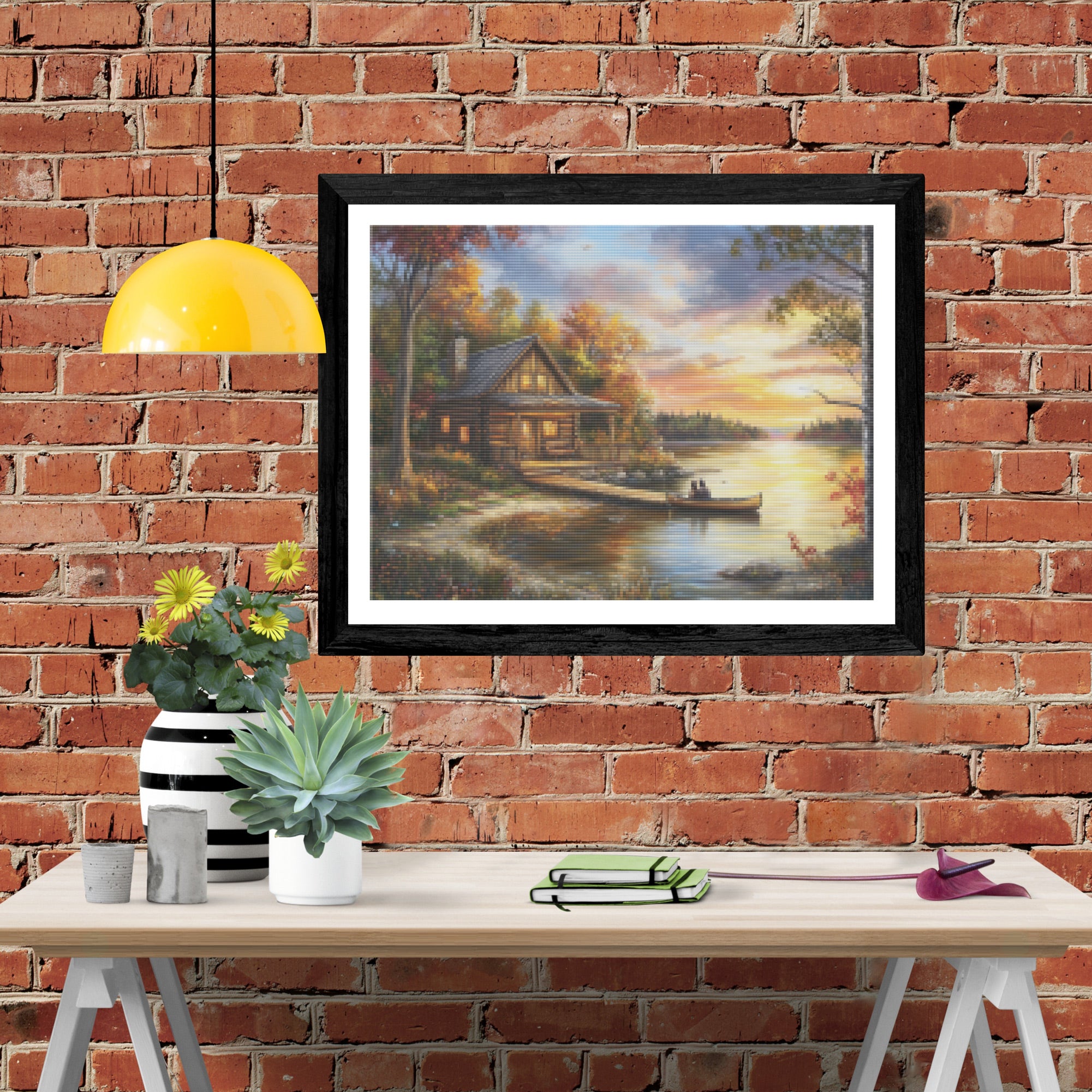 Cozy Log Cabin By A Pristine Lake Official Diamond Painting Kit