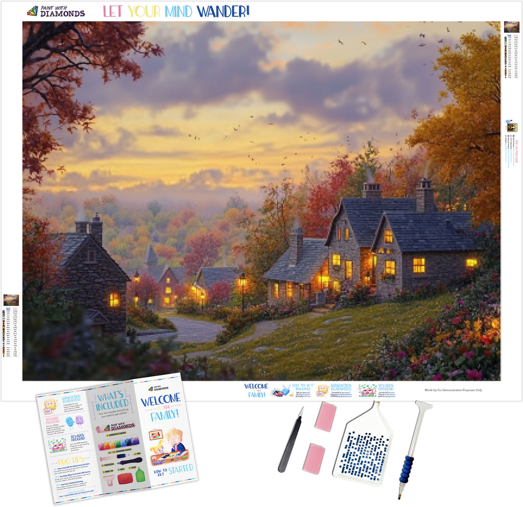 Cozy Village Scene With Cottages Official Diamond Painting Kit ...