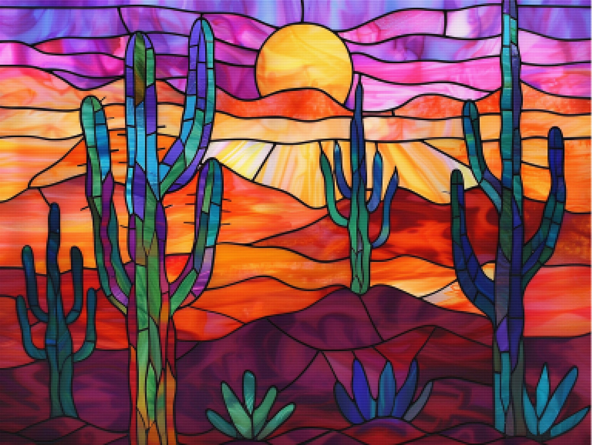 Desert Cactus at Sunset Official Diamond Painting Kit | Diamond Art